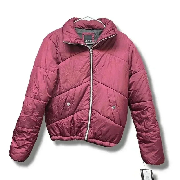 Me Jane Jackets & Blazers - Me Jane Women's Small Burgundy Puffer Jacket Full Zip Polyester Lined NWT